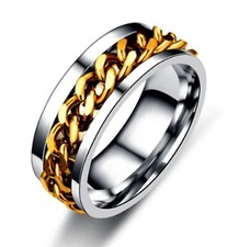 ? Bague Homme Taille 10 - Argent avec Torsade Gold Centrale Unique ?