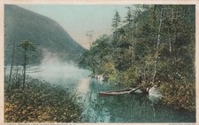1910 Profile Lake, Canoe White Mountains NH vintage souvenir postcard