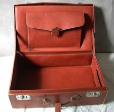 Ancienne VALISE BAGAGE cuir marron 54 cm x 33 cm x 18 cm  VINTAGE retro
