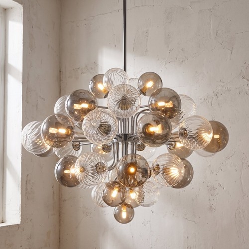 Lustre murano verre gris fumé - lustre,