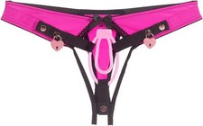 Sissy Training Pink Thong Panties, Anti-Falling Harness for Male Chastity Cage