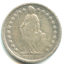 Suisse 1/2 franc argent Helvetia debout 1898 B n°7952