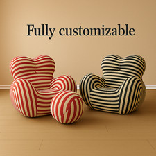 Custom Striped Lounge Chair, Modern Designer Chair, 30 Colors & 6 Materials, 