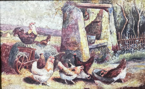 Basse cour non signé - signé, tableau