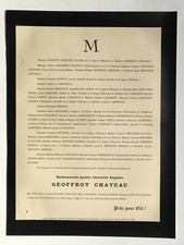 GEOFFROY CHATEAU Moreau Labouret FAIRE PART Chauchat Firmin Didot Berthier 1895