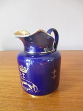 Small blue porcelain pitcher and gilding Blois emblem decor """"