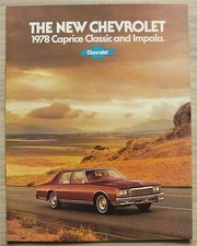 CHEVROLET CAPRICE CLASSIC & IMPALA USA Car Sales Brochure For 1978 #3570