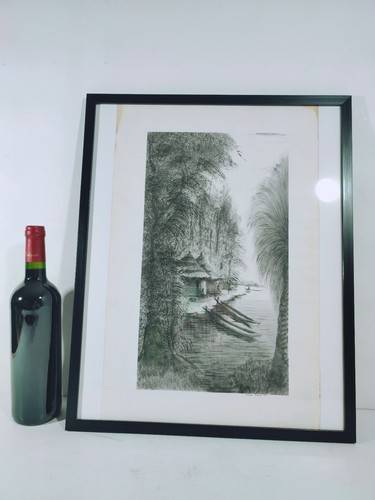 Dessin lavis encre - lavis, signé
