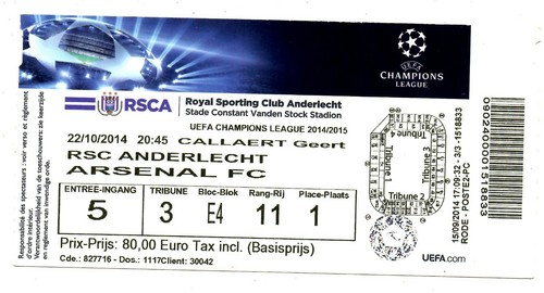 Ticket rsc anderlecht - ticket,