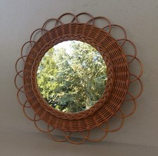 Miroir fleur rotin osier