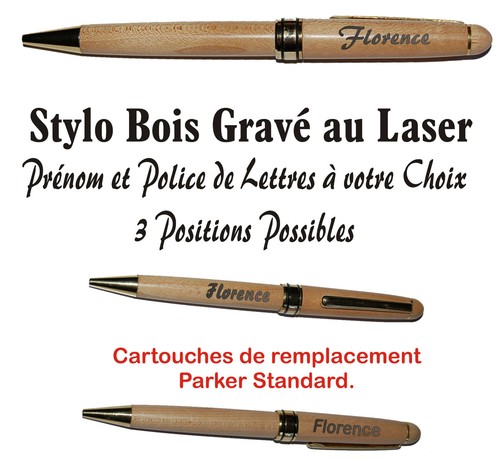 Stylo bille bois gravure - bille,