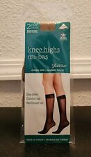 Lycra Knee Highs Mi-bas 2 Pair Beige Queen Size