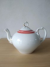 Ancienne Verseuse Théière blanche avec liseré orange  Porcelaine de Paris 19eme