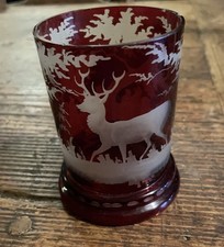 Bohemian Crystal Tumbler Deer and Tree Decor