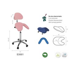 S3661 Tabouret De Selle Ergonomique Avec Dossier Et Pied En Aluminium