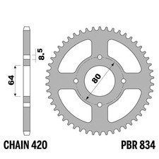 YAMAHA RX CHOPPER (FRANCE) 80 - pignon arrière PBR pas 420 48 Dents Fer
