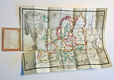 1794 Tableau de l’Europe – Carte ancienne originale Oudiette – Paris distances