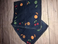 Guess Jeans USA Square Denim Blue PlaceMats Fruit Border Cherry Apple Lime (2)