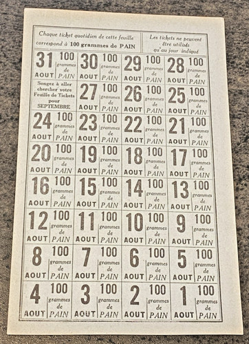 Ticket rationnement seconde - ticket, de