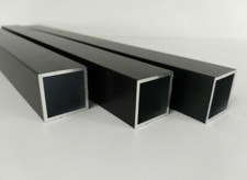 Aluminium rectangular tube square powder coated black matt RAL 9005