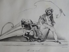 RARE POLITICAL CARICATURE LITHO NICHE FIRE EXTINGUISHER CHARLES X PEOPLE REVOLUTION 1830