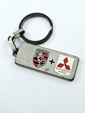 KEYRING - PORSCHE MITSUBISHI - garage TOULOUSE - painted metal, vintage 90s