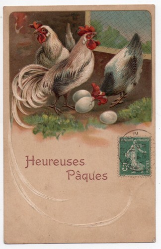 Cpa gaufrée heureuses - cpa, pâques