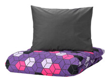 Housse de couette et taie d'oreiller IKEA BLASKATA violet noir à motifs 59x79...