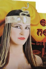 Femmes Long Perles Bande Front Mode Tête Serpent Cléopâtre Costume Or Paillettes