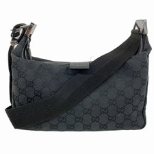 5id4751 GUCCI Shoulder Bag GG Canvas 35098 Canvas Black Silver Hardware Used Lad