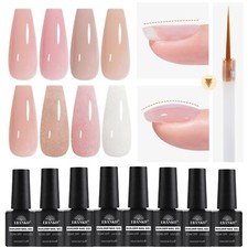 Kit 8 Couleurs UV Construction Ongle 8 en 1 Builder Base Gel Nude Pink Gummy ...