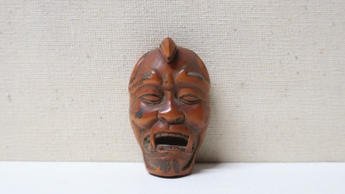 Ancien netsuké bois visage - ancien,