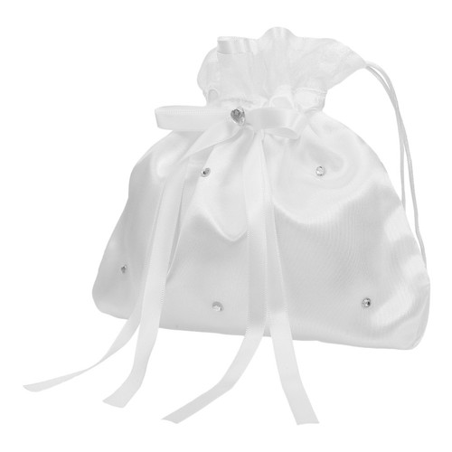 White wedding money bag - money, fabric