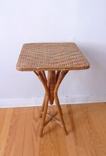 TABLE HAUTE SELLETTE EN ROTIN DESIGN ANNÉES 60 70 VINTAGE 1960 1970