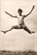 aa French German nude woman Nudist naturist original old 1920s photo postcard