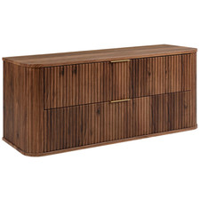 Meuble sous-lavabo salle de bain ELEGANCE 120 cm façade rainurée noyer