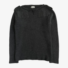 AGNES B. HOMME Vintage 90's Gray Wool Ribbed Front String Shoulder Tab Sweater 