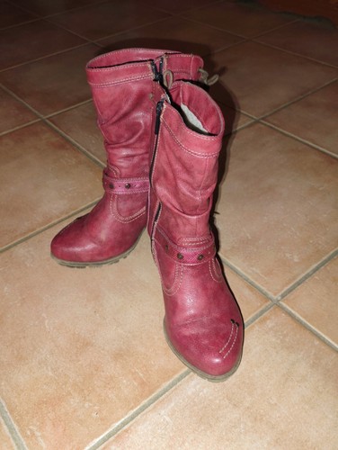 Bottines mustang cuir rouge - mustang,