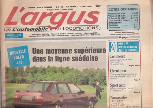 Argus 3100 volvo - n°3100, /