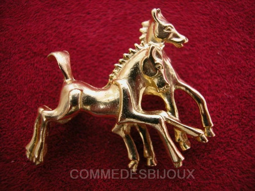 Broche vintage duo poulains - broche,