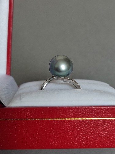 Bague 375 gris perle - or,