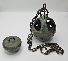 ENCENSOIR CITEAUX ET SON RECIPIENT BRONZE - PATINE - CHERET PARIS - 18*13CM