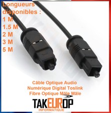 CABLE OPTIQUE AUDIO NUMERIQUE DIGITAL TOSLINK FIBRE OPTIQUE MÂLE MÂLE SPDIF