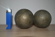 Ancienne paire de boules LYONNAISE en Laiton Pétanque 92mm - 960 Gr. l'une