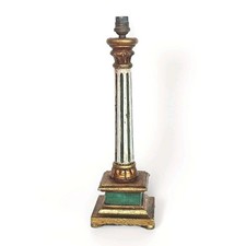 MAGNIFIQUE PIED DE LAMPE COLONNE EN BOIS POLYCHROME STYLE FLORENTIN VENETIEN 