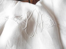 ANCIEN DRAP LIN CREME RETOURS