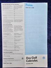 VW Golf 1 convertible, convertible price list, 29/12/1986 convertible/convertible Quartet