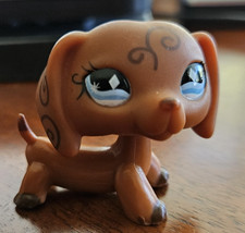 Little Pet Shop #640 Swirl Brown Dachshund, W/ Blue, Diamond, Eyes