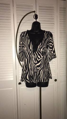 Vertical zebra beaded blouse - zebra,