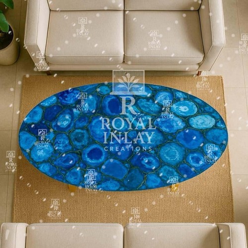 Table basse ovale agate - basse, en